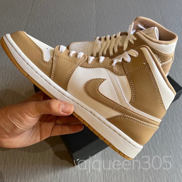 Air Jordan 1 Mid Hemp White Gum Yellow - Picture 4 of 8